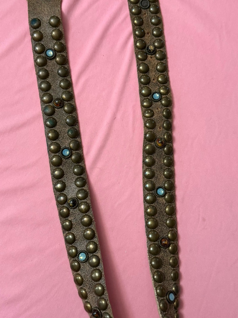 Leatherock Brown Leather Studded Strap with Turquoise Accents